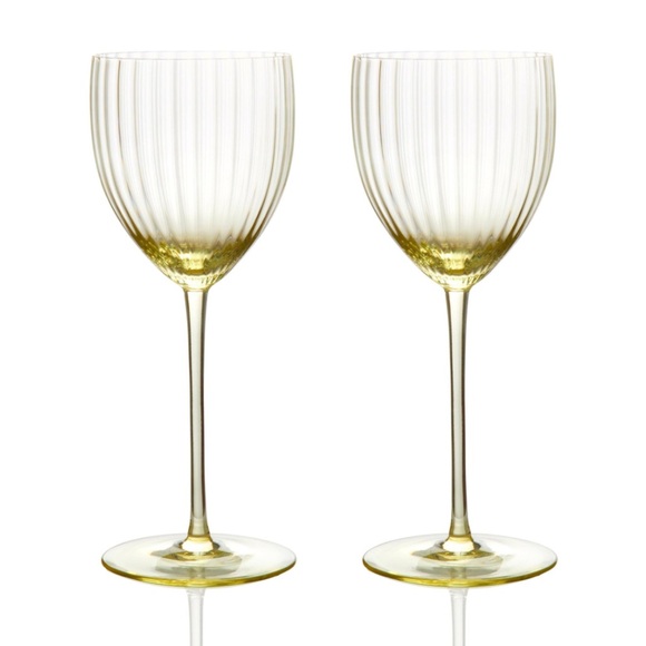 NEW Caskata Quinn Citrine White Wine Glasses (in box) set of two - Picture 1 of 6